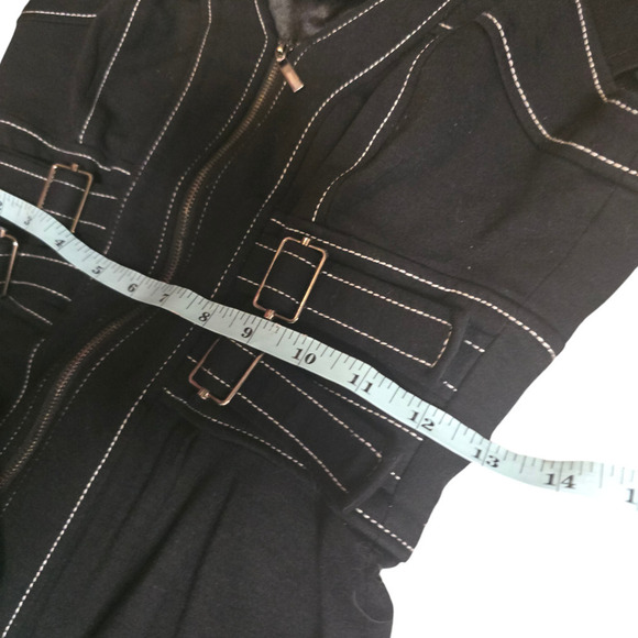 Laundry Black & White Utility Dress Front Zip Buckles Size 4 - Picture 7 of 8